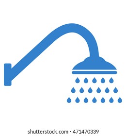 Shower icon. Vector style is flat iconic symbol with rounded angles, cobalt color, white background.