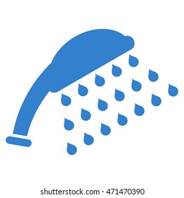 Shower icon. Vector style is flat iconic symbol with rounded angles, cobalt color, white background.