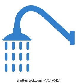 Shower icon. Vector style is flat iconic symbol with rounded angles, cobalt color, white background.