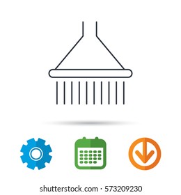 Shower icon. Washing equipment sign. Calendar, cogwheel and download arrow signs. Colored flat web icons. Vector