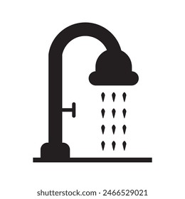 shower icon, water shower icon, Shower and bath icon concept, bathroom bathing shower symbol in filled style in black color.
