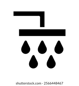 Shower icon with water drops. Concept of hygiene, cleanliness, and bathroom.