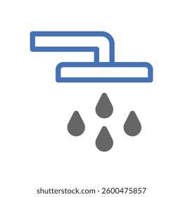 Shower Icon with Water Drops. Simple Vector