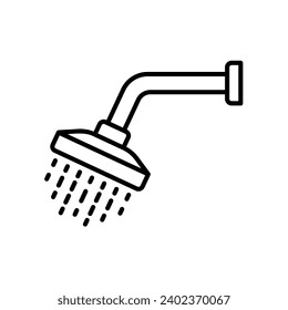 Shower icon with water jet for bathing
