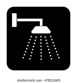 Shower icon, white bath on a black surface