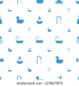 shower icons pattern seamless white background. Included editable filled car wash, duck, cloth hanging, soap icons. shower icons for web and mobile.