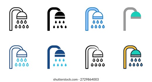 Iconos de la ducha fijan la colección múltiple del estilo. Trazo editable 
