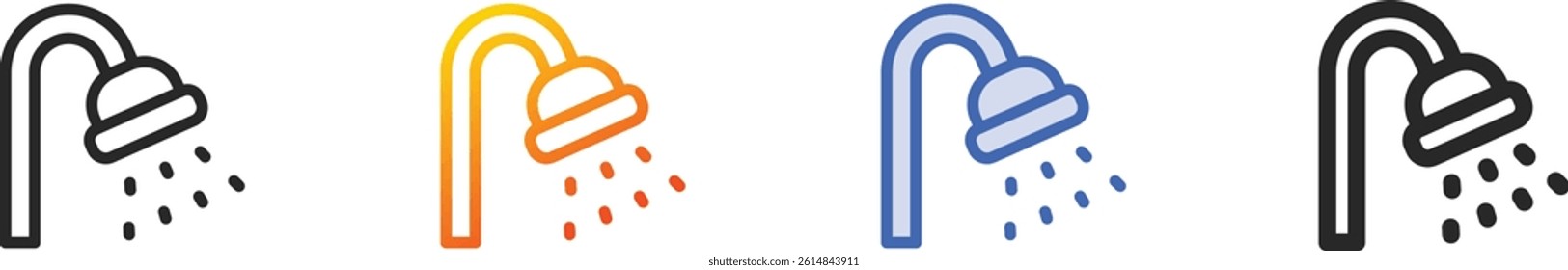 shower icon.Thin Linear, Gradient, Blue Stroke and bold Style Design Isolated On White Background