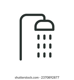 Dusche einzeln Symbol, Badezimmer Vektorsymbol mit bearbeitbarem Strich