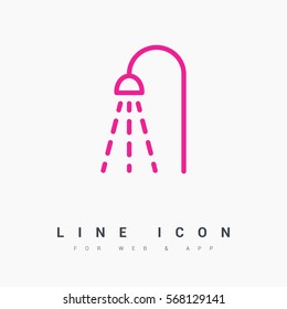 Shower isolated minimal single flat linear icon for application and info-graphic. Bathroom line vector icon for websites and mobile minimalistic flat design.