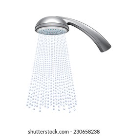 Shower isolated on white photo-realistic vector illustration