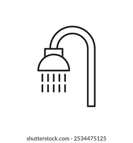 Shower Isolated Outline Symbol Drawn with Black Thin Line