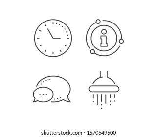 Shower line icon. Chat bubble, info sign elements. Bathroom sign. Hotel service symbol. Linear shower outline icon. Information bubble. Vector