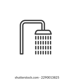 Shower line icon. linear style sign for mobile concept and web design. Shower head with water drops outline vector icon. Bathroom symbol, logo illustration. Vector graphics