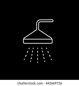 Shower Line Icon On Black Background