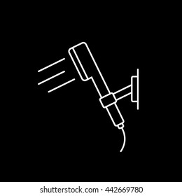 Shower Line Icon On Black Background