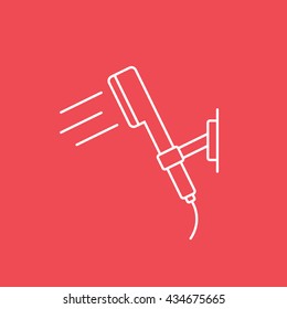 Shower Line Icon On Red Background