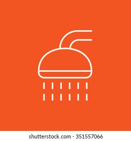 Shower line icon for web, mobile and infographics. Vector white icon isolated on red background.