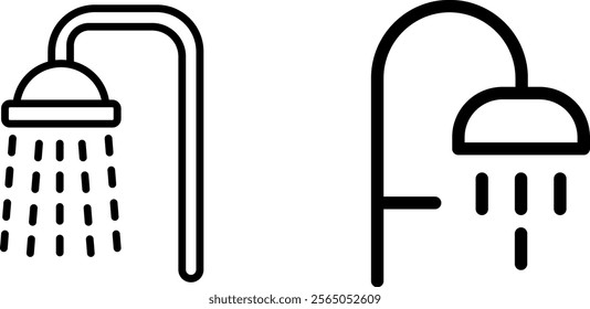 "Shower Line Icons: Clean and Modern Vector Set for Bathroom and Wellness Designs"