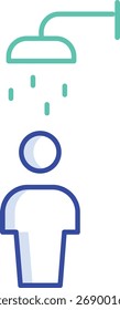 shower man outline color icon design