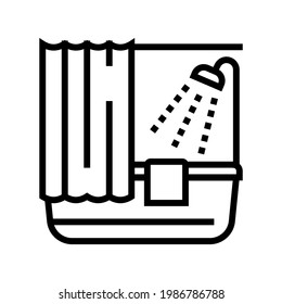 shower motel line icon vector. shower motel sign. isolated contour symbol black illustration
