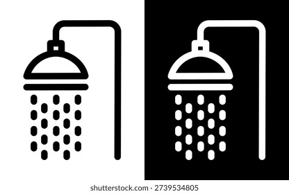 Shower outline icon. Editable stroke. Vector graphics for bathroom, toilet, restroom and public facility signage design