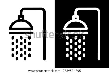Shower outline icon. Editable stroke. Vector graphics for bathroom, toilet, restroom and public facility signage design