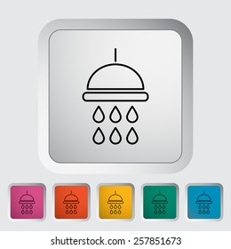 Shower. Outline icon on the button. Vector illustration.