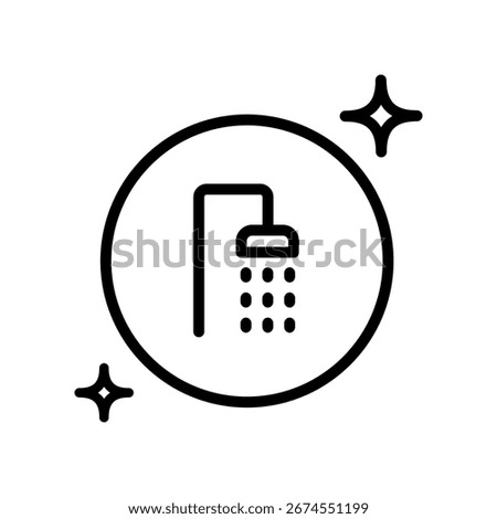 Shower outline icon. Taking a shower before going to bed. Vector simple sign style isolated on white background.