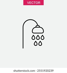 Chuveiro ícone.vetor Chuveiro simples ilustração linear para web e app..eps
