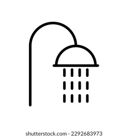 Shower outline vector icon isolated on white background. Shower line icon for web, mobile and ui design.