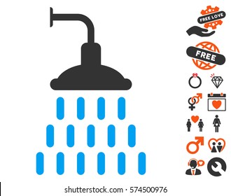 Shower pictograph with bonus decorative pictures. Vector illustration style is flat iconic symbols for web design, app user interfaces.