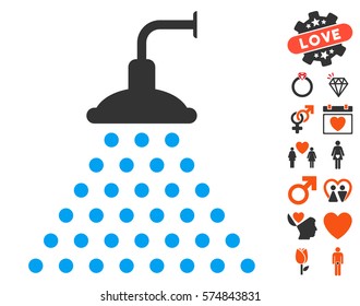 Shower pictograph with bonus passion pictograph collection. Vector illustration style is flat iconic symbols for web design, app user interfaces.