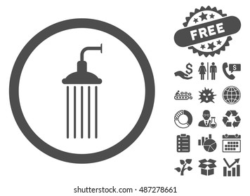 Shower pictograph with free bonus clip art. Vector illustration style is flat iconic symbols, gray color, white background.