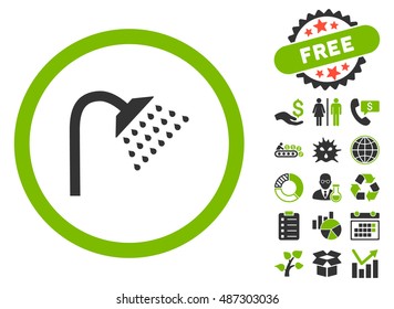 Shower pictograph with free bonus images. Vector illustration style is flat iconic bicolor symbols, eco green and gray colors, white background.