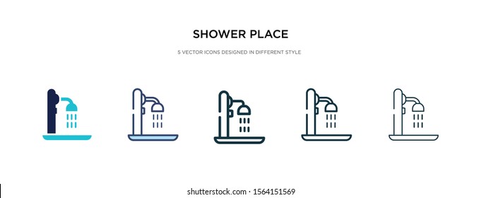 shower place icon in different style vector illustration. two colored and black shower place vector icons designed in filled, outline, line and stroke style can be used for web, mobile, ui