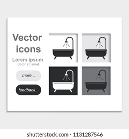 Shower placed on web page template flat vector icon. Bathroom illustration.