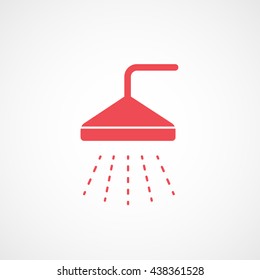 Shower Red Flat Icon On White Background