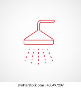 Shower Red Line Icon On White Background