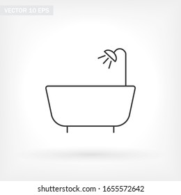 Shower room black vector icon line linear style on the background. Best icon 10 eps illustration