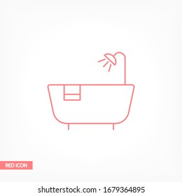 Shower room black vector icon line linear style on the background. Best icon 10 eps illustration