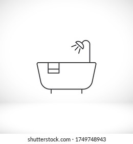 Duschraum schwarz Vektorsymbol Linie linearen Stil auf dem Hintergrund. Bestes Icon 10 eps Illustration
