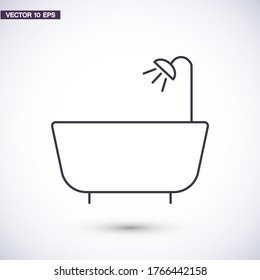 Shower room black vector icon line linear style on the background. Best icon 10 eps illustration