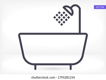 Shower room black vector icon line linear style on the background. Best icon 10 eps illustration