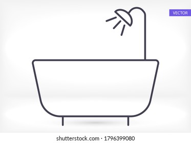 Shower room black vector icon line linear style on the background. Best icon 10 eps illustration