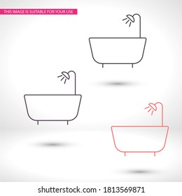 Shower room black vector icon line linear style on the background. Best icon 10 eps illustration