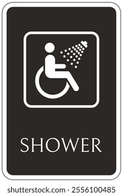 Shower room sign and labels