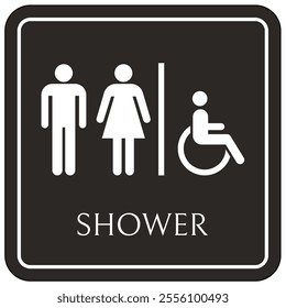 Shower room sign and labels