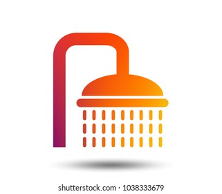 Shower sign icon. Douche with water drops symbol. Blurred gradient design element. Vivid graphic flat icon. Vector