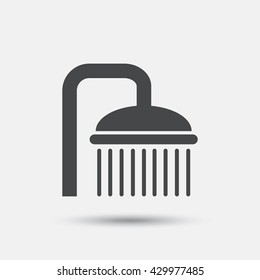 Shower sign icon. Douche with water drops symbol. Flat shower web icon on white background. Vector